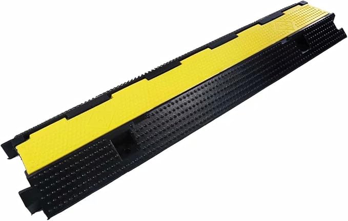 Rubber Cable Ramp Cord Cover Cable Protector Ramps Wire Hose Protective 1 Channel 22000Lbs Load Capacity Traffic Speed Bump for Asphalt Concrete Gravel Driveway Indoor Outdoor, 1 Pack