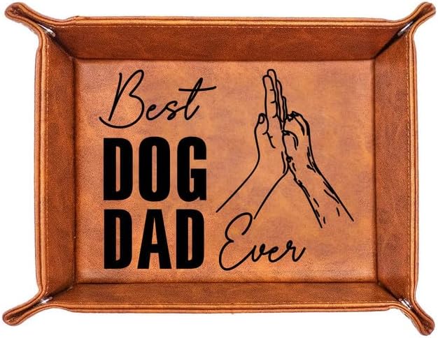 Dog Gifts For Men - PU Leather Storage Gift For Fathers Day, Unique Birthday Gift For Dad From Son Daughter, Funny Dog Dad Gifts Desk Organizer, Dog Lovers Valet Tray Desk Decor Accessories