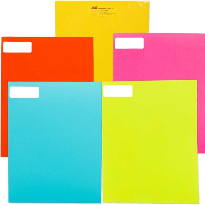 JAM PAPER Return Address Labels - Standard Mailing - 1 x 2 5/8 - Assorted Bright Colors - 600 Shipping Labels/Pack