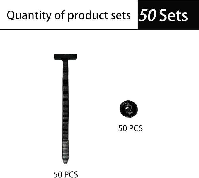 50PCS Heavy‑Duty Self‑Locking Nylon Cable Tie Clips – UV‑Resistant Multifunctional Push Rivet Fasteners for Automotive Fender, Trunk, Engine Cover & Interior Trim (50)