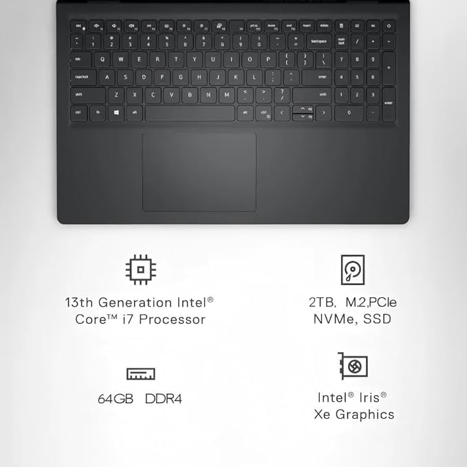 Dell Inspiron 15 Touchscreen Laptop, Intel 10-Core I7-1355U(up to 5.0 GHz), 15.6'' FHD Anti-Glare Display, 64 GB RAM, 2 TB SSD, Windows 11 Pro, Copilot AI, Numeric Keypad, for Business Student