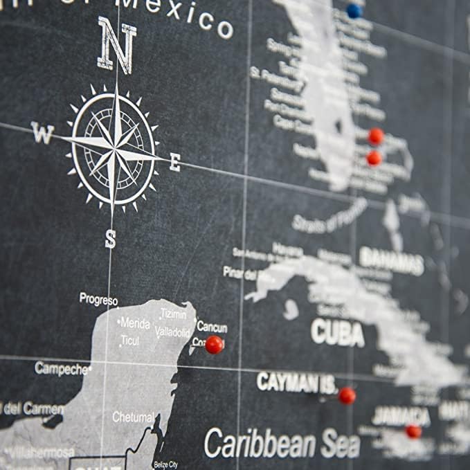 Push Pin USA Map Board - with Push Pins to Mark USA Travel - Handmade in Ohio, USA - Design: Modern Slate (36" x 24")