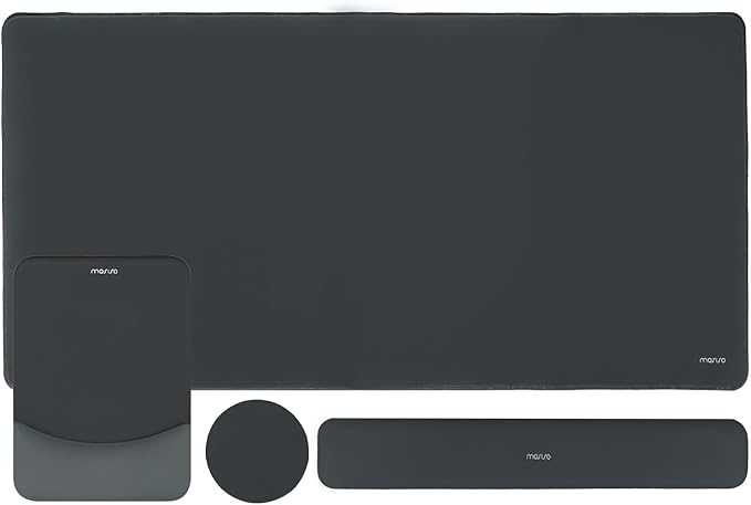 MOSISO Keyboard Mouse Pad Set, Large Gaming Mouse Pad&Rectangular Keyboard Wrist Rest&Mousepad with Wrist Rest&Coaster, Ergonomic Non-Slip&Easy Typing Pad with Curved Silicone Lining, Slate Gray
