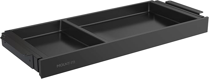 Mount-It! Under Desk Storage Drawer - Shallow Under Desk Drawer Organizer - Standing Workstation Storage Attachment - 20.7" Width Under Table Counter Pull Out Compartment - Black