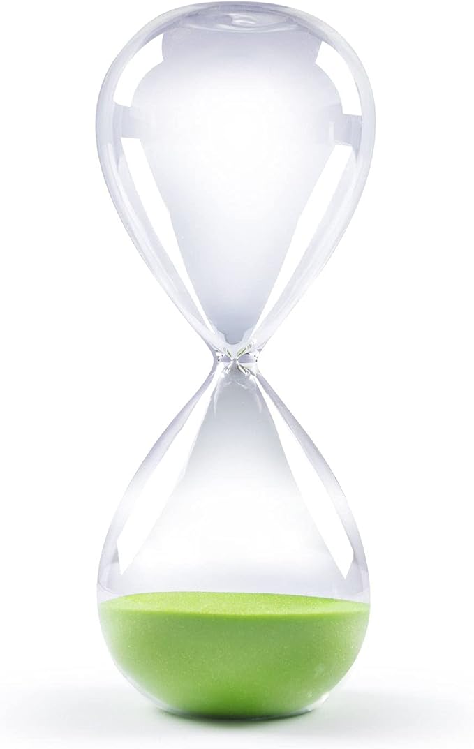 SWISSELITE Hourglass Sand Timers, Hourglass Sand Clock Inspired Glass for Home, Desk, Office Decor (8Inch-30Mins Macaw Green)