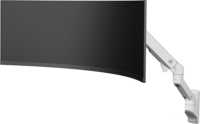 Ergotron – HX VHD Premium Heavy Duty Gaming Monitor Arm, Single Monitor Wall Mount – for 1000R Curved Ultrawide Monitors Up to 57 Inches, 9-14 Inches Depth, VESA 75x75mm or 100x100mm – White