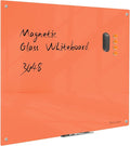 Magnetic Glass Dry Erase Board - White Board 48 x 36 Inch Wall Mounted Glass Whiteboard, Large Frameless Glass White Board for Wall Office, Home & School, Orange