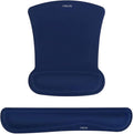 MOSISO Wrist Rest Support for Mouse Pad & Keyboard Set, Ergonomic Mousepad Non-Slip Base Home/Office Pain Relief & Easy Typing Cushion with Neoprene Cloth & Raised Memory Foam, Navy Blue
