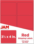 JAM PAPER Shipping Address Labels - Large - 3 1/3 x 4 - Red - 120/Pack