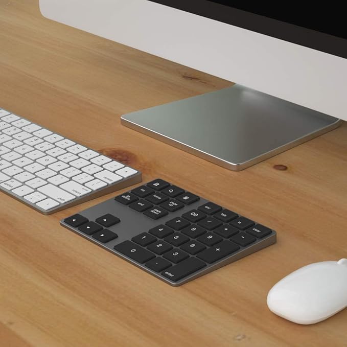 Bluetooth Number Pad, Aluminum Rechargeable Numeric Keypad Wireless 34-Keys Number Keyboard Shortcut Keypad Numpad Data Entry Compatible for iMac Windows