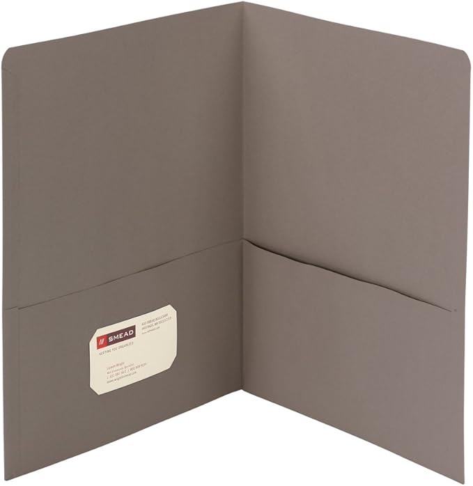 Smead Two-Pocket Heavyweight Folder, Letter Size, Gray, 25 per Box (87856)