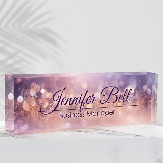 Desk Name Plate Personalized Name Plate for Desk, Office Desk Decor, 3D Style Personalized Plaque Name Plates for Desks Custom Appreciation Gifts for Boss Lady Employee Coworkers (Blissful Purple)
