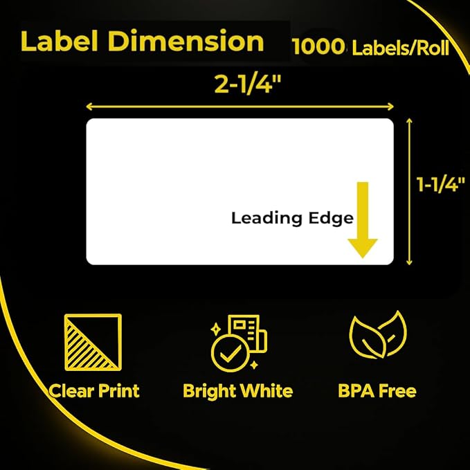 Barcode Labels Compatible with Dymo 30334 – 12 Rolls 12000 Direct Thermal Labels (2 1/4” x 1 1/4”), Multipurpose Label Fits for Dymo Labelwriter 450, 450 Turbo, 4XL (Not for 550, 5XL)