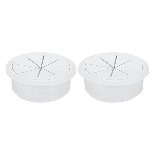 uxcell 2 Pcs Desk Grommet, 2.36 inch 60mm Desk Cable Hole Cover Wire Hole Insert for Home Office Table Cabinet Cord Organizer, White