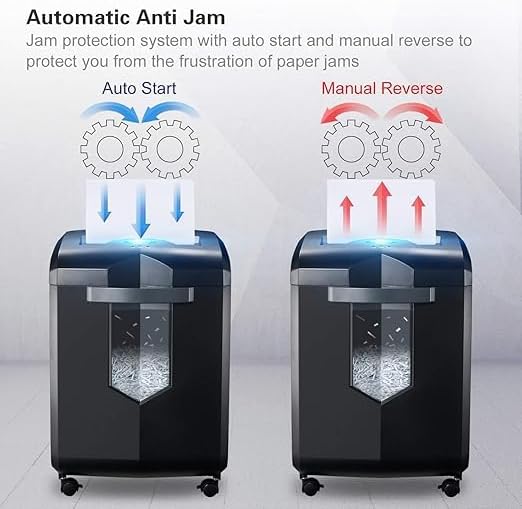 bonsaii 18 Sheet Heavy Duty Cross-Cut Paper and Credit Card Shredder, 6 Gallon Pullout Basket and 4 Casters, Black