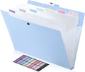 8 Pockets Expanding File Folder, Accordion File Organizer with Colorful Labels, Cute Folders for Documents, Portable File Folder Organizer for School Office Supplies, Letter Size, Blue