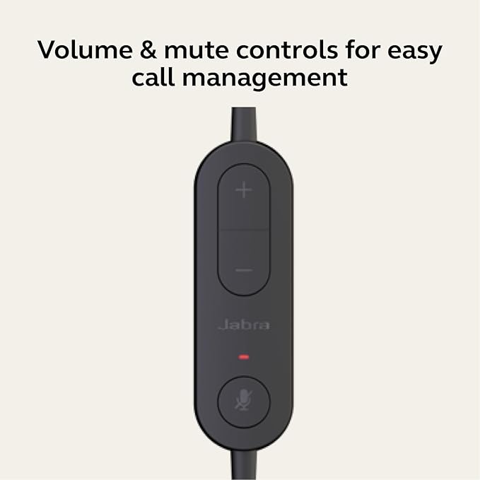 Jabra Evolve 10 Wired Headset with Noise-Cancelling Microphone for PC/Laptop Use, Easy USB-A Setup, TCO Certified, Lightweight Design, Inline Call/Volume Controls for Online Meetings, Black