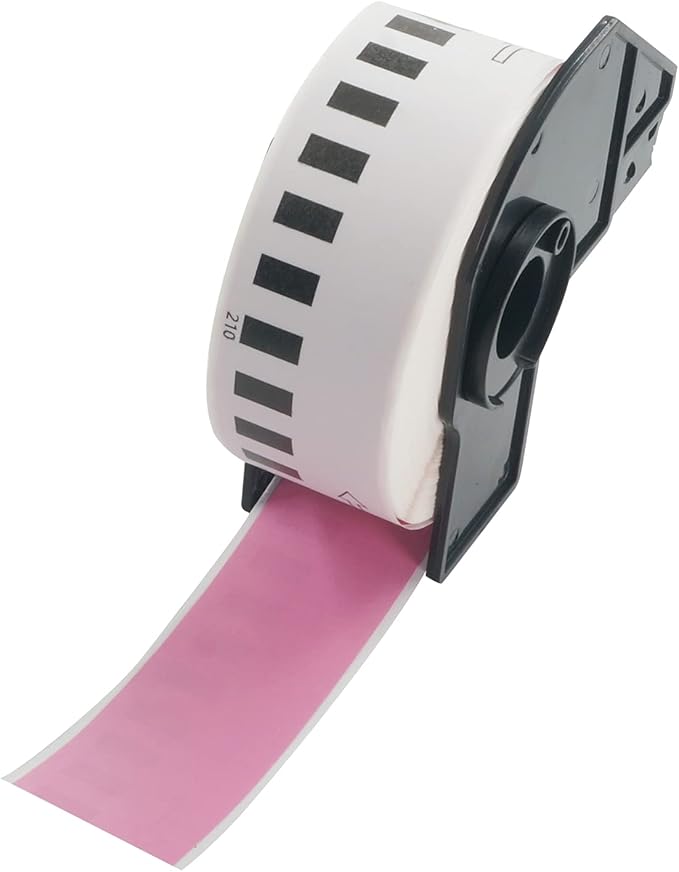 BETCKEY - Continuous Length Labels Replacement for Brother DK-2210 (1.1 in x 100 ft), Compatible with Brother QL Label Printers [1 Rolls/Continuous Labels, Pink]