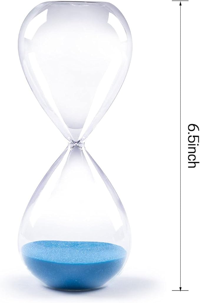 SWISSELITE Hourglass Sand Timers, Hourglass Sand Clock Inspired Glass for Home, Desk, Office Decor (6.5Inch-15Mins Princess Blue)