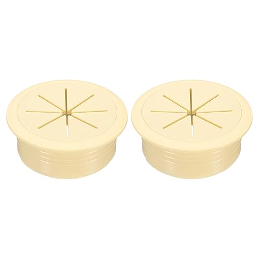 uxcell 2 Pcs Desk Grommet, 2.09 inch 53mm Desk Cable Hole Cover Wire Hole Insert for Home Office Table Cabinet Cord Organizer, Beige