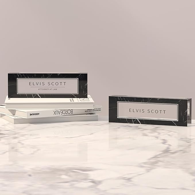 Personalized Custom Name Plates on Acrylic Glass, Office Desk Decor, Personalized Office Gift for Boss Coworkers (Watercolor Flowers)