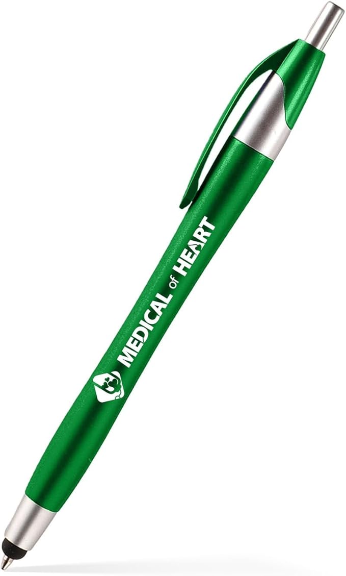 Pencil Guy Promotional Personalized Imprinted Stylus Pens- Green -100 Quantity