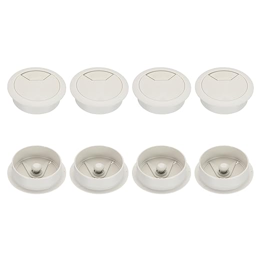 PATIKIL 53mm Desk Grommet, 8pcs Desk Cord Hole Cover Desk Cable Hole Grommet Cover Sturdy ABS Plastic Round for Cables Cabinets Desktop Equipment Wiring Organizing,Elasticity, Grey