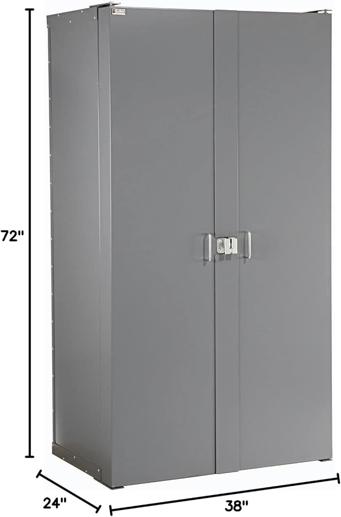 Global Industrial Deep Door Bin Cabinet, Includes 156 Yellow Plastic Bins, Padlockable Steel Cabinet, 38" W x 24" D x 72" H, for Tool and Parts Storage, Ships Assembled