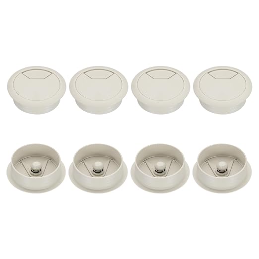 PATIKIL 50mm Desk Grommet, 8pcs Desk Cord Hole Cover Desk Cable Hole Grommet Cover Sturdy ABS Plastic Round for Cables Cabinets Desktop Equipment Wiring Organizing,Elasticity, Grey
