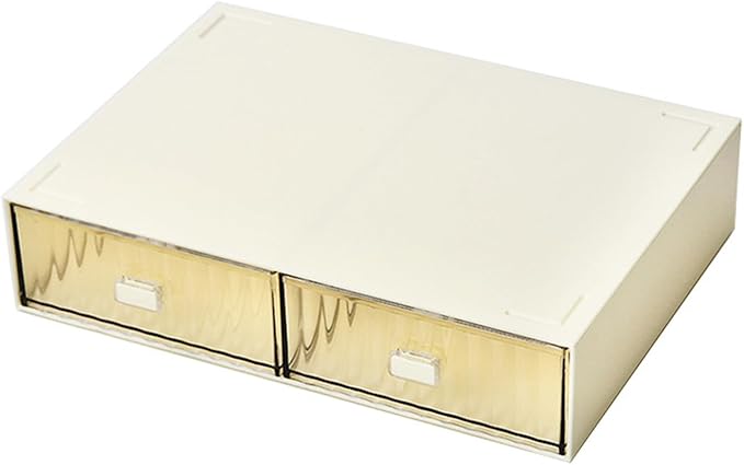 Desk Drawer Organizer, Stackable Office Supplies Desk Organizer, Plastic Plastic Storage Drawer, Desk Grocery Organizer For Stationery/Office Supplies (Yellow, 2 Compartment)