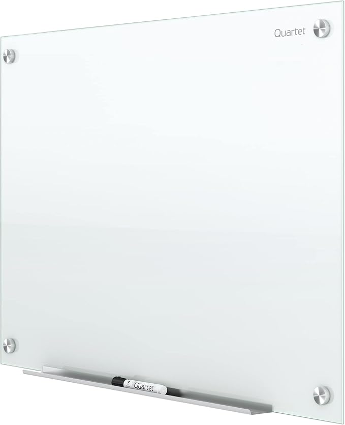 Quartet Glass Whiteboard, Non-Magnetic Dry Erase White Board, 36"W x 24"H, Includes Accessory Tray, 1 Marker and 2 Glass Board Magnets, White Surface, Infinity (G3624NMW)