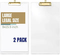 UNIQOOO 2 Pack Clear Acrylic Clipboard with Gold Low Profile Clip, 9x15.5 Legal Size for Legal Note Pad Document Holder, School, Office