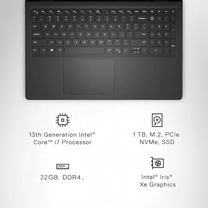 Dell Inspiron 15 Touchscreen Laptop, Intel 10-Core I7-1355U(up to 5.0 GHz), 15.6'' FHD Anti-Glare Display, 32 GB RAM, 1 TB SSD, Windows 11 Pro, Copilot AI, Numeric Keypad, for Business Student