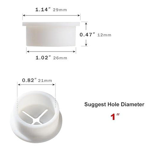 2 PCS Cable Grommet Made of Flexible Silicone 1 Inch Desk Grommets for Table and Other Furnitures Hole Cover Cord or Wire Pass Through White Color