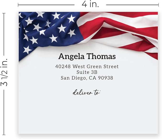 Custom American Flag Shipping Labels / 48 Personalized Address Labels/ 4" x 3½" Mailing Stickers/Made in USA