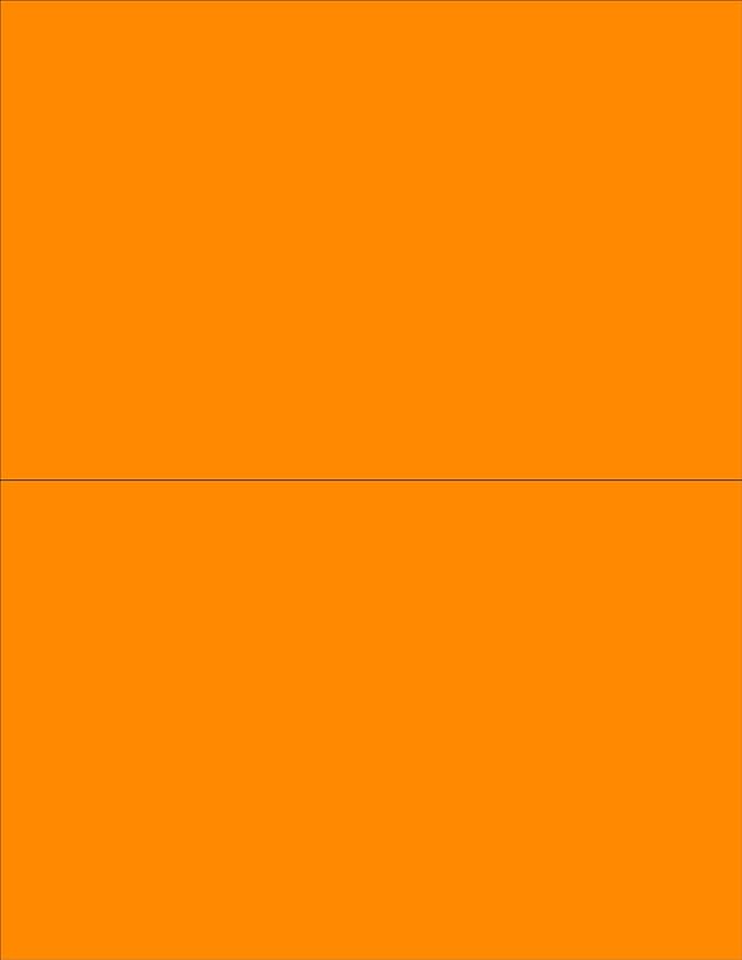 8-1/2 x 11" Neon Color High Light Fluorescent Labels for Laser & Inkjet Printer (Orange Fluorescent, 8-1/2" x 5-1/2" - 2 Per Page | 200 Labels)