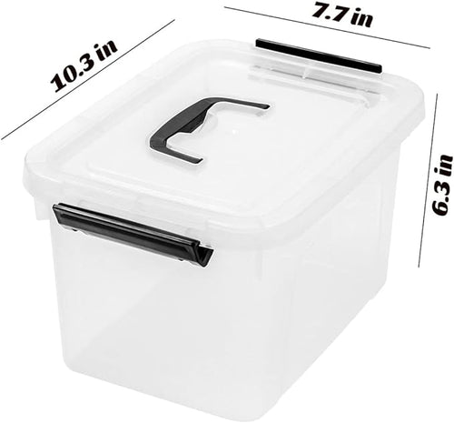 6 Quart Clear Storage Latch Box/Bins, 6-Pack Plastic Container with Latches and Lid