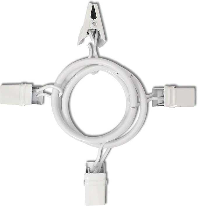 AMZSEVEN 40 Pack Curtain Rings with Clips, Drapery Clips with Rings, Drapes Rings 1.26 in Interior Diameter, Fits up to 1 in Curtain Rod, White