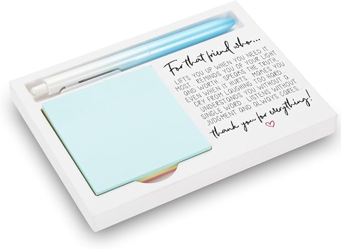 Friend Appreciation Gift, Motivational Gift for Cherished Friends, Encouraging Gift for Gratitude to Friends, Wooden Sticky Note Holder, 16.5 x 12 x 1.5 cm, XXW28