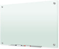 J&J worldwide Glass Whiteboard 47 x 35, Frosted Glass Dry Erase Board Non-Magnetic, Semi-Transparent, Includes Markers, Marker Tray, Eraser for Wall, Office, Home, School