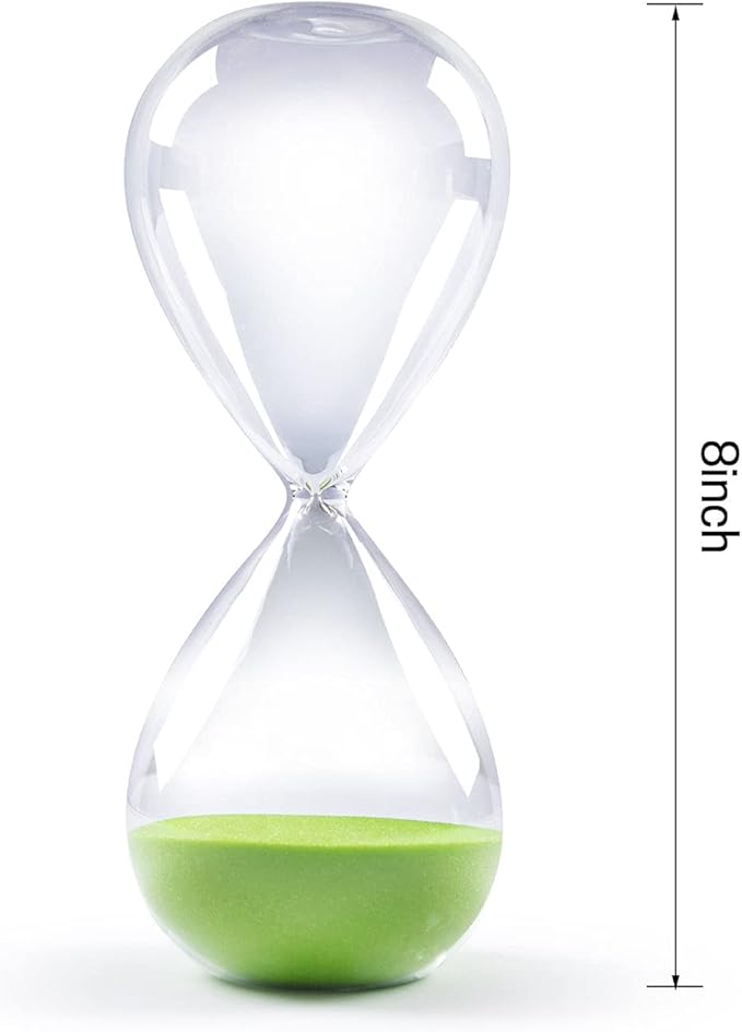 SWISSELITE Hourglass Sand Timers, Hourglass Sand Clock Inspired Glass for Home, Desk, Office Decor (8Inch-30Mins Macaw Green)