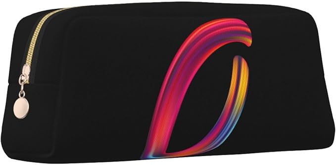 Cute Initial Pencil Case for Kids Simple Leather Pencil Pouch for Boys Girls Letter Design Pencil Box Pen Bag Pencil Pouch Office Stationery Organizer, Rainbow Letter O