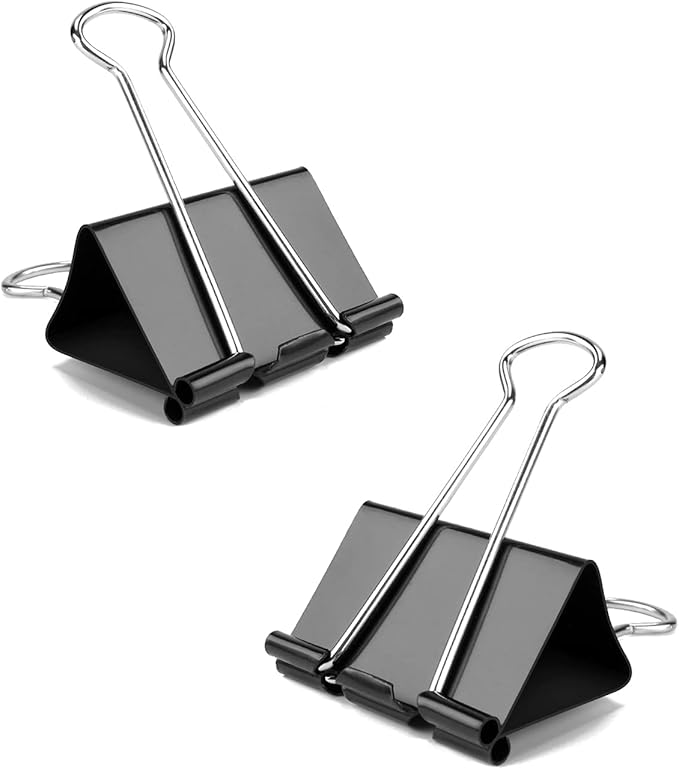 Office Mini Binder Clips, 144 Pack, 5/8 Inch, Black, Standard 15mm, Fold Clamp, Paper Clips