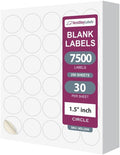 NextDayLabels 1.5 Inch Round Circle Stickers White Blank Labels for Laser Inkjet Printer - 30 Per Sheet Self-Adhesive Jar Candle Product Made in USA - 7500 Labels