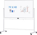 maxtek Rolling Whiteboard 72x40, Large Double-Sided White Board Dry Erase on Wheels, Giant Magnetic White Board Standing for Office, School, Home Office, Homeschool (Sliver)
