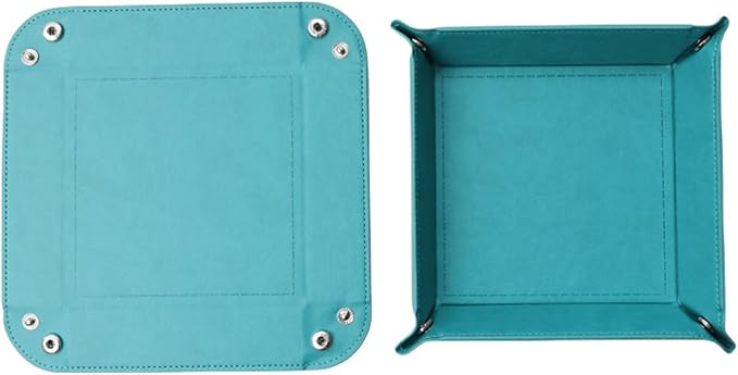 siduater Valet Tray Desktop Storage Organizer – Vegan Leather Catchall Tray Bedside Vanity Tray Nightstand Caddy Holder for Remote Controller, Watch, Keys, Phone, Wallet, Coin, Jewelry, Turquoise