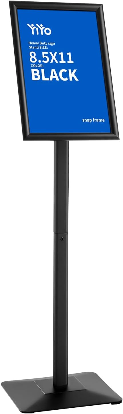 YIYO Sign Stand Poster Stand，adjustable heavy duty pedestal Sign Holder Floor Stand，aluminium frame floor standing for display 8.5*11 inch，Black (8.5*11 Black)