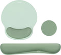 MOSISO Wrist Rest Support for Mouse Pad&Keyboard Set, Streamline Ergonomic Mousepad&Coaster Non-Slip Base Home/Office Pain Relief&Easy Typing Pad with Soft Cloth&Silicone Lining, Antique Green