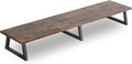 TEAMIX 42 inch Large [Dual] [Monitor] [Riser],Rustic Brown Extra Long TV [Stand Wood & Steel Desktop [Riser] with Storage for [Dual] Screen Office Desk Organization