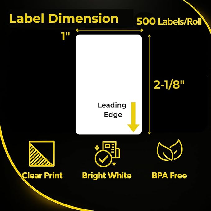 Address Labels Compatible with Dymo 30336 – 12 Rolls 6000 Barcode Labels (1” x 2 1/8”), Thermal Label Fits for Dymo Labelwriter 450, 450 Turbo, 4XL (Not for 550, 5XL)